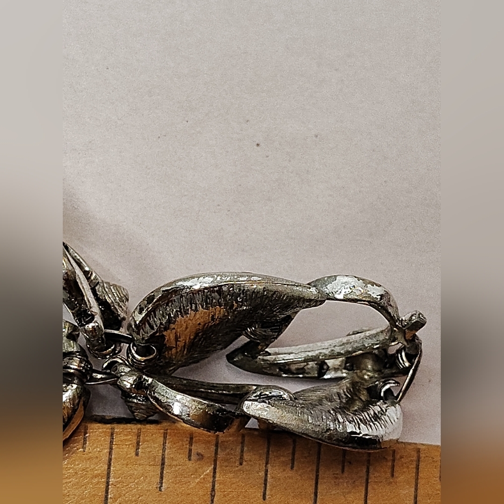 Sarah Coventry Vintage Silver Tone Leaf Link Chain Bracelet & Clip On Earrings - Picture 16 of 16
